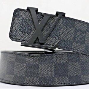 Louis Vuitton Belt Initiales Damier Graphite Black/Grey M9808 Size 90/36 US
